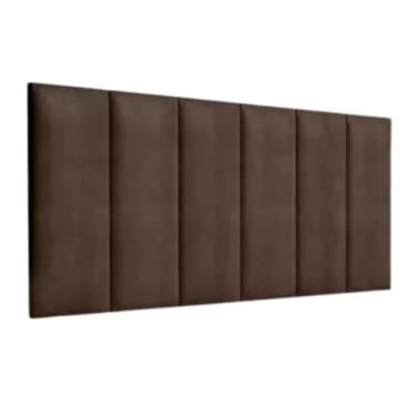 Imagem de Cabeceira Cama Box Estofada Modular Peças Adesivo 45X20cm(MARROM,CASAL NORMAL)