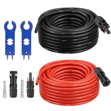 Imagem de XRDS -RF Cabo de extensão solar de 8 AWG, 1,5 m, fio de painel solar vermelho e preto com conectores solares, fio fotovoltaico com chaves de desconexão e conectores extra macho/fêmea para trailer