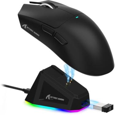 Imagem de Mouse Gamer ATTACK SHARK X11 Sem Fio Tri-Mode (2.4G/Bluetooth/USB) Com Base RGB – Ergonômico, Alta Precisão (Preto)
