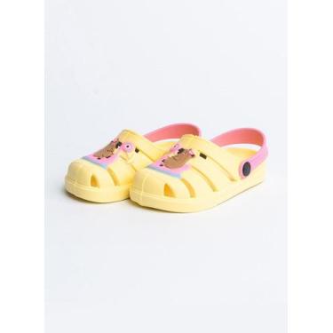 Imagem de Babuche Infantil Menina Amarelo com Tira Rosa Capivara no Flamingo - M