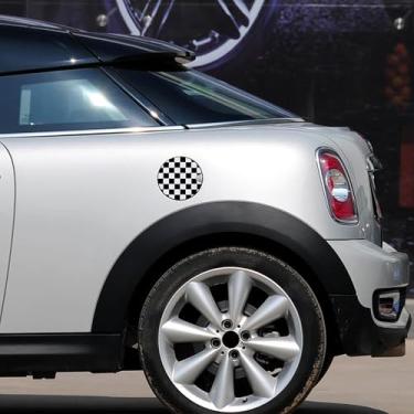 Imagem de TOMALL Decalque de tanque de gasolina compatível com Mini Cooper F55/F56/R60 adesivo de almofada de tanque de combustível padrão quadriculado decalque de tampa de gás acabamento impermeável adesivo