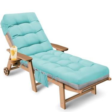 Imagem de Tycdiose Almofada de espreguiçadeira para área externa, à prova d'água, almofadas de substituição para móveis ao ar livre, espessas 188 x 55 x 12 cm, almofadas antiderrapantes para cadeiras de piscina