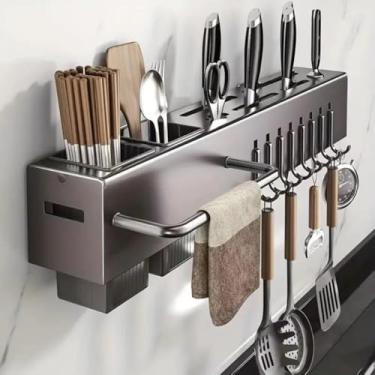 Imagem de Organizador de Utensílios de Cozinha para Parede, 10 Ganchos, Suporte em Aço Inoxidável, Suporte de Cozinha com 10 Ganchos – Porta Utensílios de Parede, Organizador de Talheres