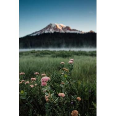 Imagem de Quadro Decorativo com Estampa Close Flowering Plants Against Mountain During Winter 50 x 50 Papel 1 unidade