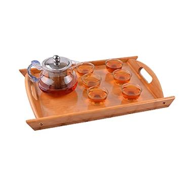 Imagem de Bandeja e travessa para servir vegetais, prato retangular de madeira com alça, bandeja para lanches, bandeja para café da manhã, decoração elegante de fazenda, travessas para servir, decoração de mesa