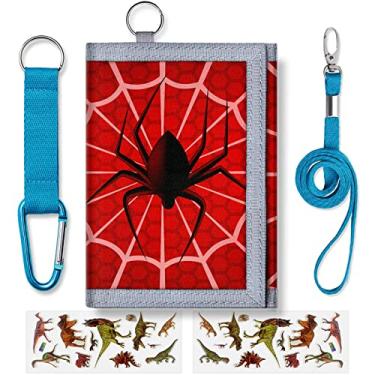 Imagem de Carteira infantil para meninos meninas adolescentes com três dobras, carteira para crianças, fofas carteiras com zíper para jovens com bolso para moedas e porta-cartões, presentes de aniversário para crianças, Aranha, 5x3 inch, Aranha