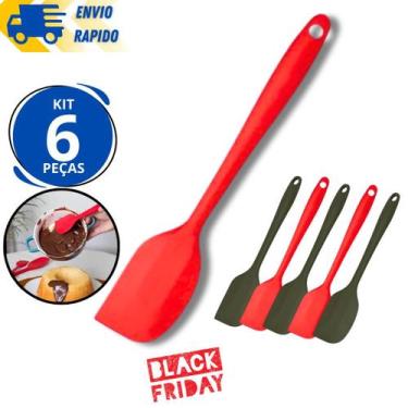 Imagem de Kit 6 Espátula De Silicone Pão Duro Antiaderente Decoração Bolo Culiná