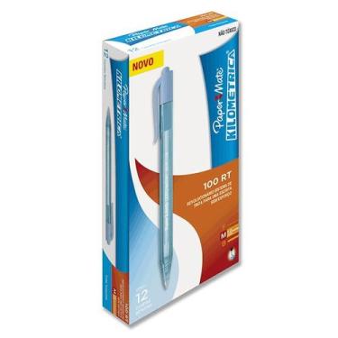 Imagem de Caneta Paper Mate KM 100 RT Azul Turquesa 1.0mm  Caixa com 12 Unidades