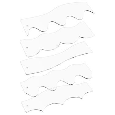 Imagem de HSHGZSR 5 réguas de borda de onda, régua de borda ondulada e modelos de estofamento de acrílico transparente, 6 comprimentos de onda, estênceis de costura, réguas de costura, régua de acolchoamento,