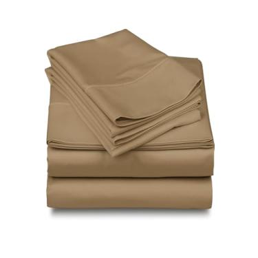 Imagem de Lençóis de cama queen de 600 fios de algodão 100% egípcio | Jogo de lençóis de 4 peças confortáveis, ultramacios, respiráveis, naturais, refrescantes | Jogo de lençol com bolso profundo de até 40,6 cm