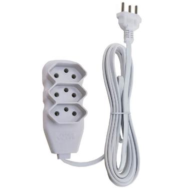 Imagem de Extensão Tripolar Slim 3 Metros 10 Amperes com 3 Tomadas Branca - 180200250 - FORCELINE
