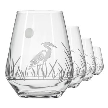 Imagem de Rolf Glass Heron Stemless Wine Tumbler 17 ounce - Stemless Wine Glasses - Lead-Free Glass - Engraved Tumbler Glasses - Made in the USA (Set of 4)