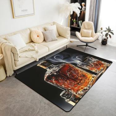 Imagem de Homewish Tapete de área infantil Whisky, vidro de uísque, moderno, moderno, moderno, tapete de entrada, para meninos, homens, vinho, bebidas, ocidental, antiderrapante, preto, exclusivo, sofá, sala de