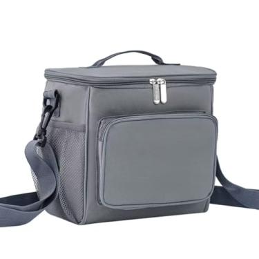 Imagem de Bolsa Térmica Grande, Lancheira com Alça Ajustável para Alimentos e Bebidas, Ideal para Trabalho, Academia e Passeios (Cinza)