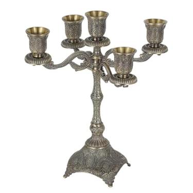 Imagem de KiBcsLic Suporte de vela cônico, castiçal, peça central de mesa, suporte de vela, candelabro para festa, Halloween, jantar, ano novo, sala de estar, 5 Braços