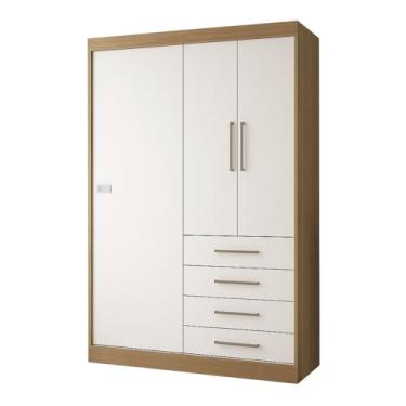 Imagem de Modulo Ja Georgia Guarda-roupa 3 Portas E 4 Gavetas Jequitibá / Off White