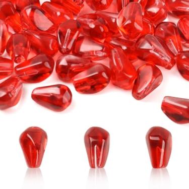 Imagem de Luckforest Sementes artificiais de romã, 50 peças de sementes de romã de vidro, frutas falsas para casa, cozinha, vaso, decoração de mesa, artesanato, pingentes, adereços