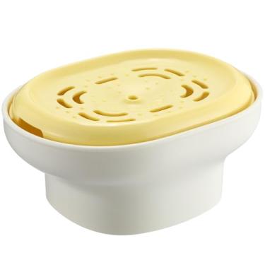 Imagem de Kathfly Dispensador de detergente para cozinha 2 em 1 suporte de esponja Plug and Play Dispensador de bomba de sabão de lavar louça sem necessidade de enchimento de líquido (branco)