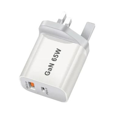 Imagem de Carregador Rápido GaN USB-C 65W PD3.0 Com Duas Portas Para iPhone 15, 