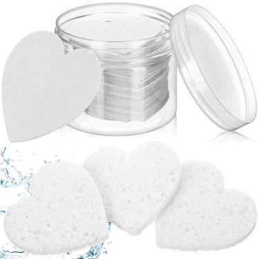 Imagem de Esponjas faciais Nuenen 60 peças com recipiente em forma de coração