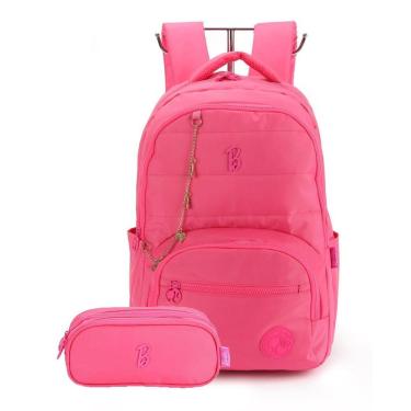 Imagem de Mochila Barbie Costas Escolar Meninas Juvenil E Estojo Rosa