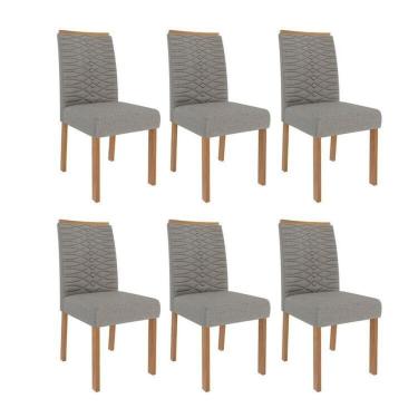 Imagem de Kit 6 Cadeiras para Sala de Jantar Estofadas Clarice Madeira/Grafite