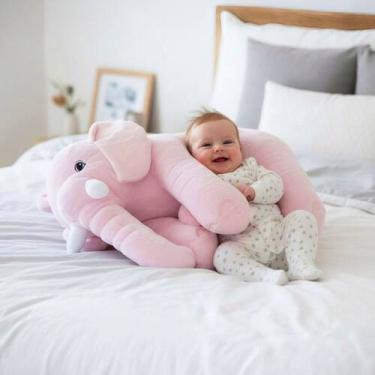 Imagem de Pelúcia Para Bebê Elefante News Almofada Travesseiro Menino Menina 60 