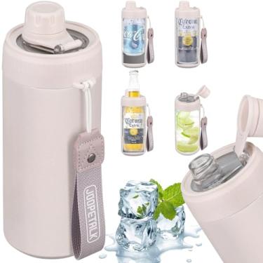 Imagem de JOOPETALK Refrigerador universal 4 em 1 para latas e garrafas padrão de 350 ml + garrafa de água 100% à prova de vazamento com tampa | Isolado para cerveja, refrigerante e bebidas energéticas, pode