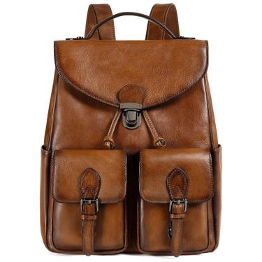 Imagem de Mochila Feminina para Laptop de Couro, COOLCY, Marrom