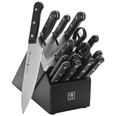 Imagem de Conjunto de Facas em Aço Inoxidável com Afiador Embutido e Bloco de Bancada 16 Peças, HENCKELS 17555 116, Preto