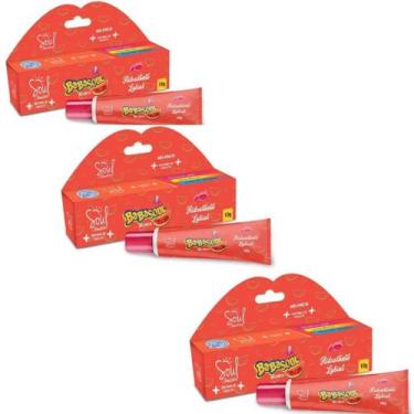 Imagem de Kit 3 Balm Hidratante Labial BabaSoul Gostinho de Chiclete Candy Lips 