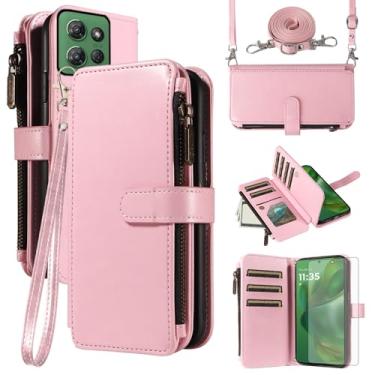 Imagem de Asuwish Capa de celular para Motorola Moto G Power 5G 2025 com protetor de tela de vidro temperado e cordão com zíper, porta-cartões, suporte, suporte para celular, acessórios XT2515-1 feminino