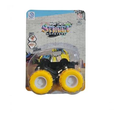Imagem de Carrinho Fricção Monster Truck 1:64 Escala Radical Suspensão Jipe Amarelo 17