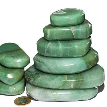 Imagem de Massageador de Seixo Quartzo Verde Natural - 03 kg - Pedras para Massa