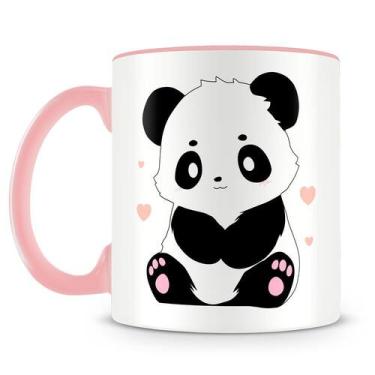 Imagem de Caneca Ursinho Panda Rosa - 325ml - Cerâmica Personalizada - Amo Canec
