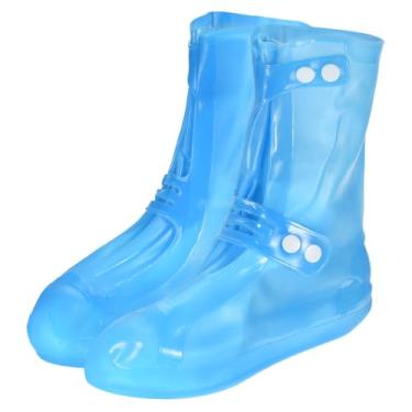 Imagem de HARFINGTON Capa de sapato impermeável GG (EUA 7) antiderrapante PVC reutilizável galochas protetores de sapato de chuva com fivela dupla para homens mulheres chuvoso ao ar livre, azul
