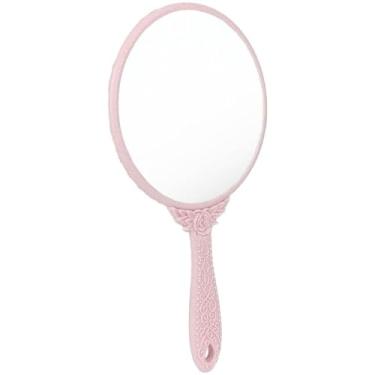 Imagem de Espelho de Mao, Espelho de Mão Princesa Vintage Provençal Maquiagem, A Combinação Perfeita de Charme Clássico E Funcionalidade(Rosa)