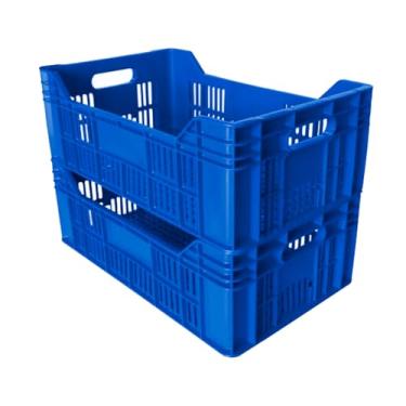 Imagem de Caixa Mercado Plástica Vazada Frutas Verduras (Azul)