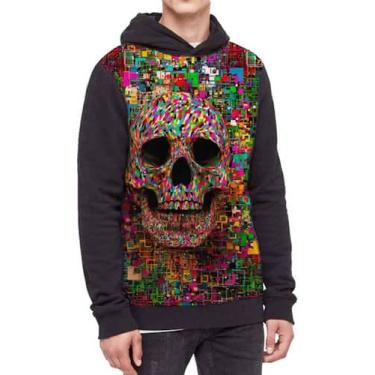 Imagem de Moletom Com Capuz  Full Print Caveira Skul Ref:93 - smoke, Preto, GG