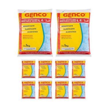 Imagem de Kit 10 Múltip Ação 3 Em 1 Granulado Limpeza Piscina 1kg Genco