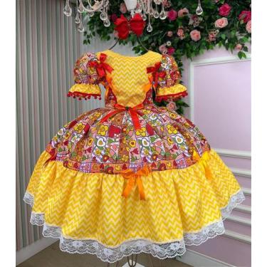 Imagem de Vestido Marie Junino Quermesse de Luxo Amarelo para Festas Juninas, Go