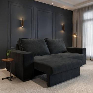 Imagem de Sofá Capri 2 lugares Suede 160cm - CIALAR MÓVEIS, Preto