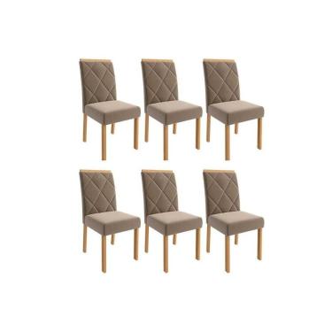 Imagem de Cadeira Sala De Jantar Fernanda Wood Kit 6 Un Carvalho-suede Joli Capuccino - Cimol