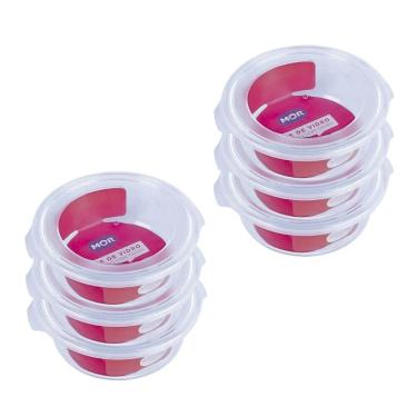 Imagem de Kit 6 Potes Hermético Marmita de Vidro Redondo 620ml Mor