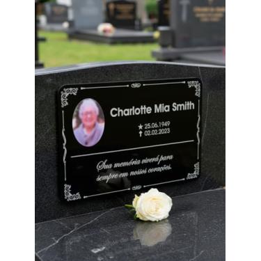 Imagem de Placa Túmulo Jazigo Lápide Memorial Em Acrílico Com Foto