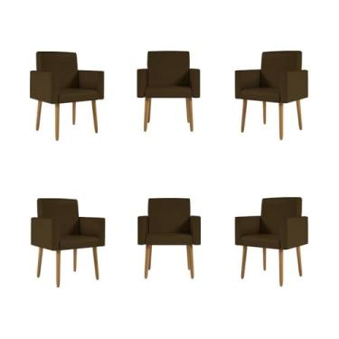 Imagem de Kit 06 Poltronas Decorativa Recepção Oferta Courino Balaqui Cor:courino Marrom