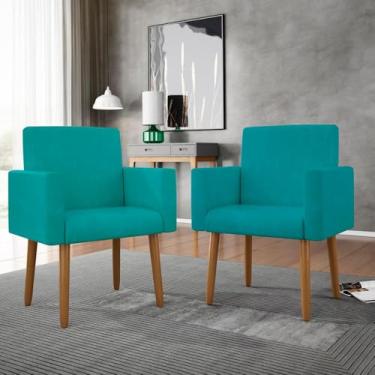 Imagem de Kit 05 Cadeiras Poltronas Decorativa - Escritório - Recepção Cor:azul-turquesa