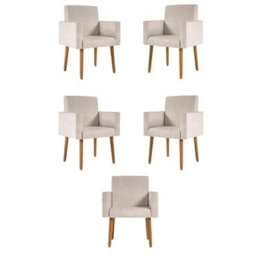 Imagem de Kit 05 Cadeiras Poltronas Decorativa - Escritório - Recepção Cor:bege