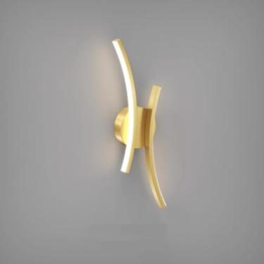 Imagem de Luminária de Parede Moderna com Soquete E27 | Arandela Rose Gold/Preto para Quarto e Sala, Bivolt(KJ45 Dourado (43x18x5))