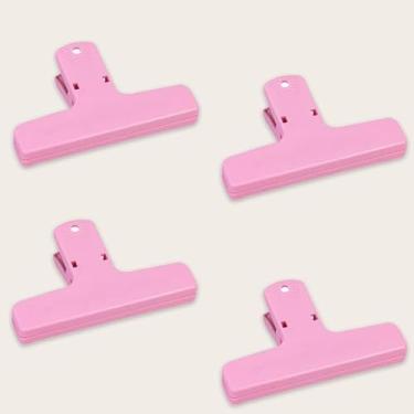 Imagem de Pacote com 4 pastas de arquivo coloridas A4 grampos de plástico coloridos prendedores - rosa